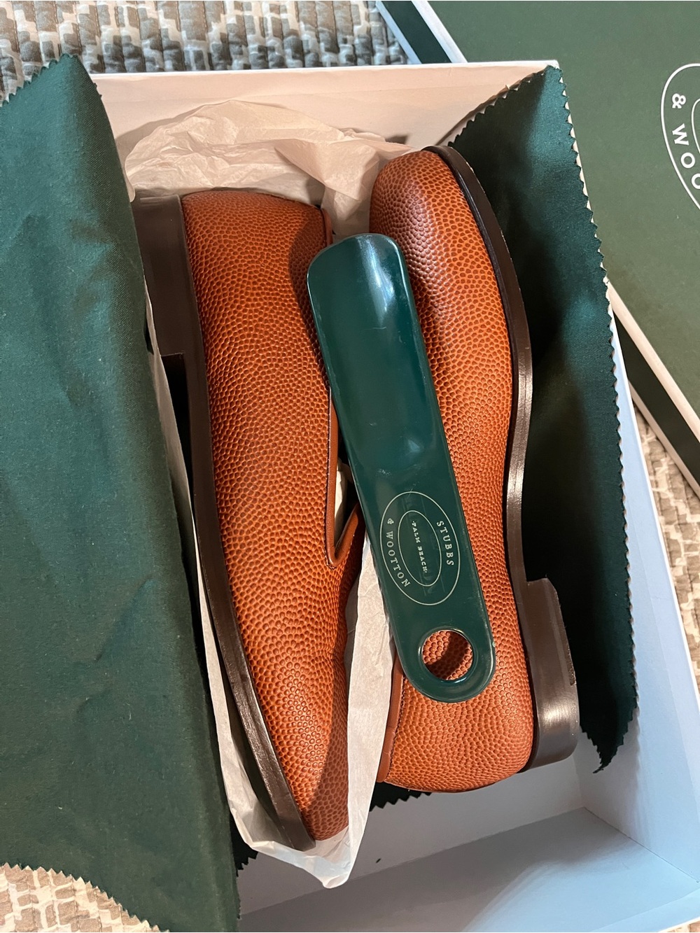 Men’s Stubbs and Wootton Leather Pebbled Slip-On Loafers - Football leather - Picture 7 of 11